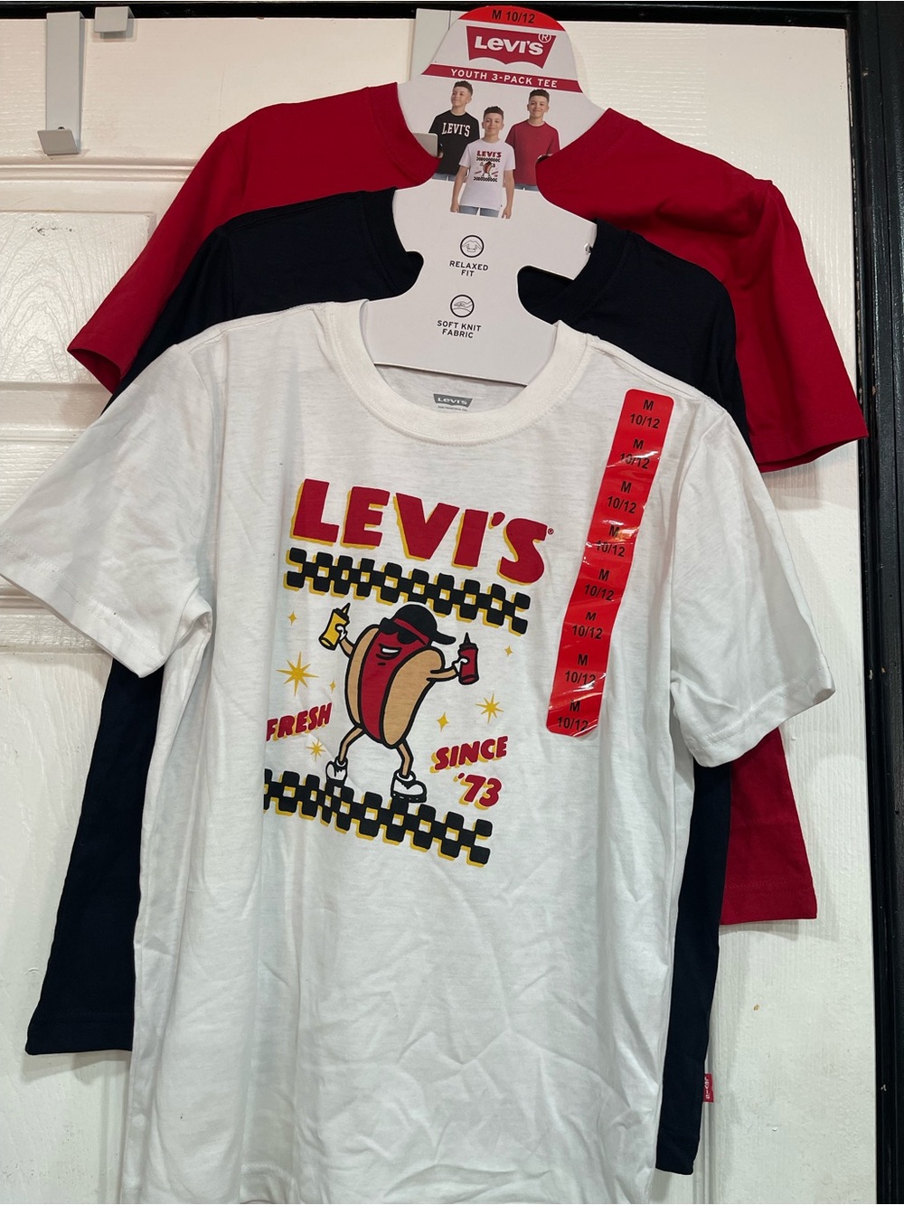 Levi's Kids 3-Pack Short Sleeve Tees - White, Black, Red